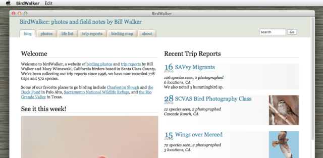 birdwalker.com as an App